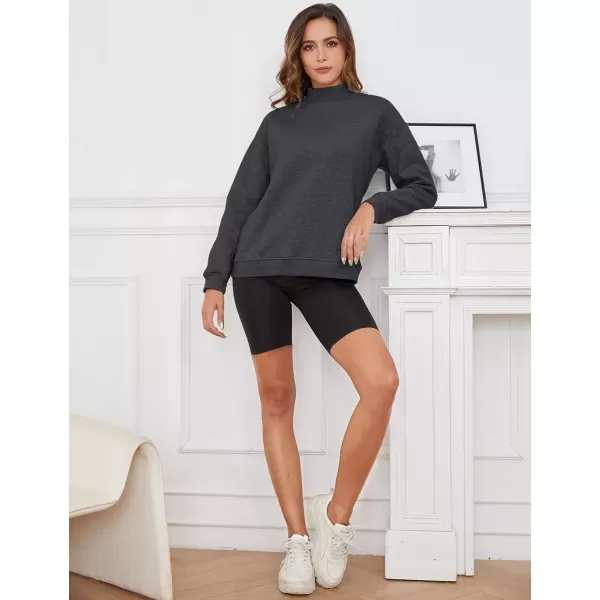 imageGihuo Womens Winter Fleece Sherpa Lined Crewneck Pullover Sweatshirt03 Darkgrey Mock Neck