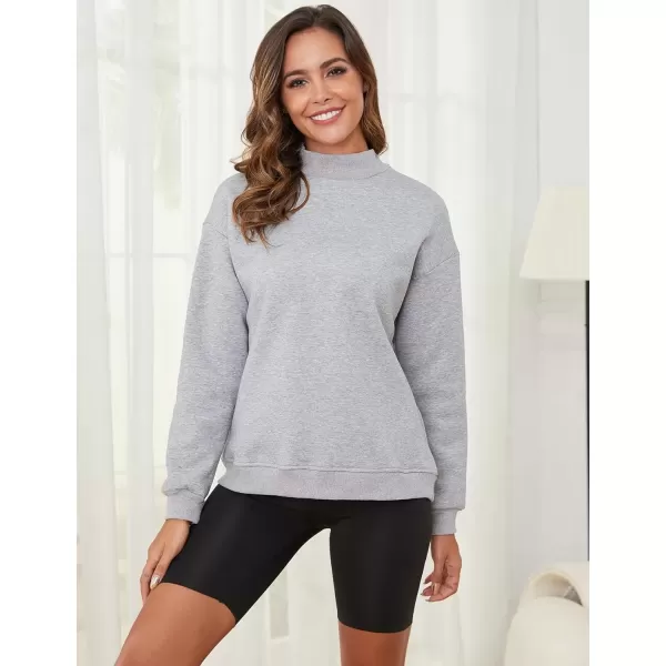 imageGihuo Womens Winter Fleece Sherpa Lined Crewneck Pullover Sweatshirt03 Lightgrey Mock Neck