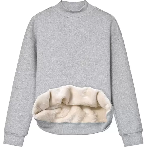 imageGihuo Womens Winter Fleece Sherpa Lined Crewneck Pullover Sweatshirt03 Lightgrey Mock Neck