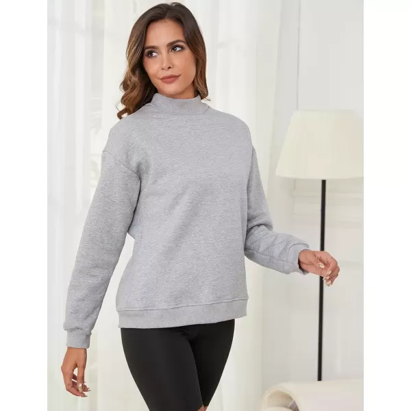 imageGihuo Womens Winter Fleece Sherpa Lined Crewneck Pullover Sweatshirt03 Lightgrey Mock Neck
