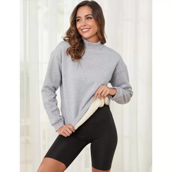 imageGihuo Womens Winter Fleece Sherpa Lined Crewneck Pullover Sweatshirt03 Lightgrey Mock Neck