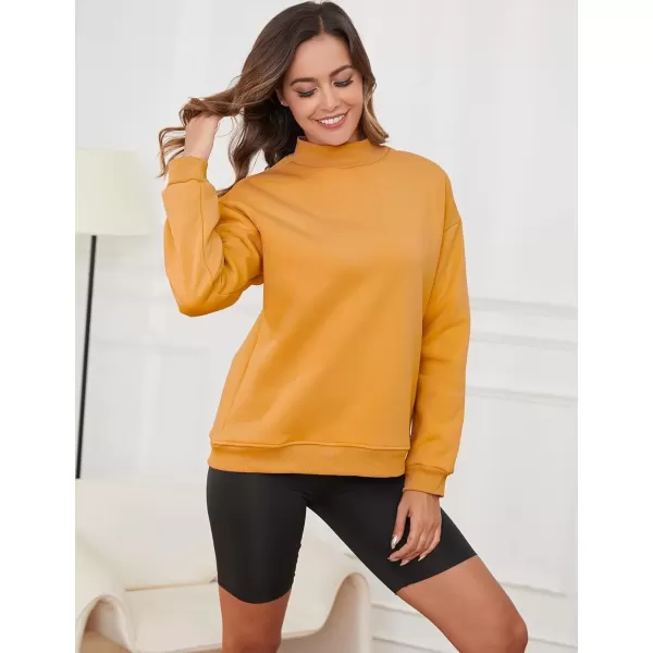 imageGihuo Womens Winter Fleece Sherpa Lined Crewneck Pullover Sweatshirt03 Yellow Mock Neck