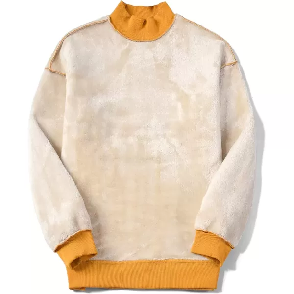 imageGihuo Womens Winter Fleece Sherpa Lined Crewneck Pullover Sweatshirt03 Yellow Mock Neck
