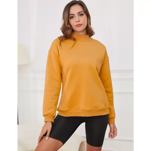 imageGihuo Womens Winter Fleece Sherpa Lined Crewneck Pullover Sweatshirt03 Yellow Mock Neck