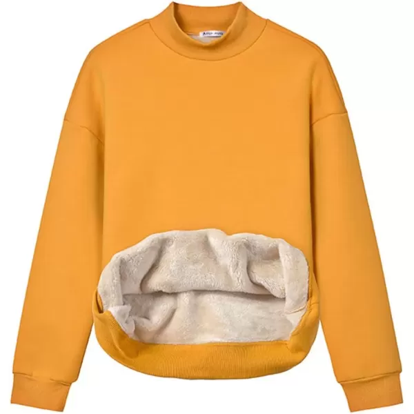 imageGihuo Womens Winter Fleece Sherpa Lined Crewneck Pullover Sweatshirt03 Yellow Mock Neck