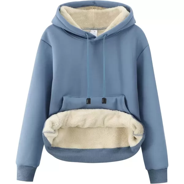 imageGihuo Womens Winter Warm Hoodie Sherpa Fleece Lined Pullover Hoodie Hooded Sweatshirt Heavyweight Casual Tops02 Blue