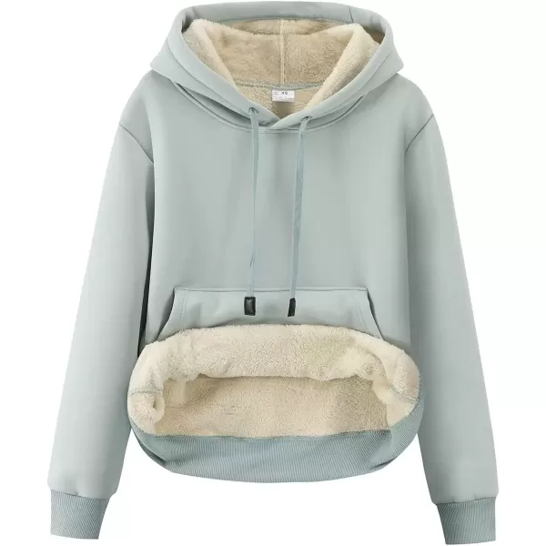 imageGihuo Womens Winter Warm Hoodie Sherpa Fleece Lined Pullover Hoodie Hooded Sweatshirt Heavyweight Casual Tops02 Green