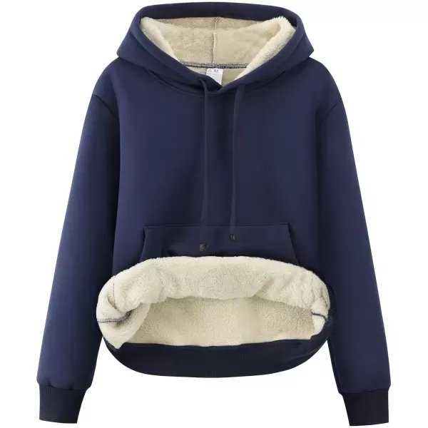 imageGihuo Womens Winter Warm Hoodie Sherpa Fleece Lined Pullover Hoodie Hooded Sweatshirt Heavyweight Casual Tops02 Navy