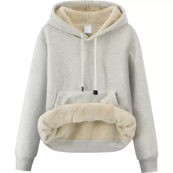 imageGihuo Womens Winter Warm Hoodie Sherpa Fleece Lined Pullover Hoodie Hooded Sweatshirt Heavyweight Casual Tops02 White