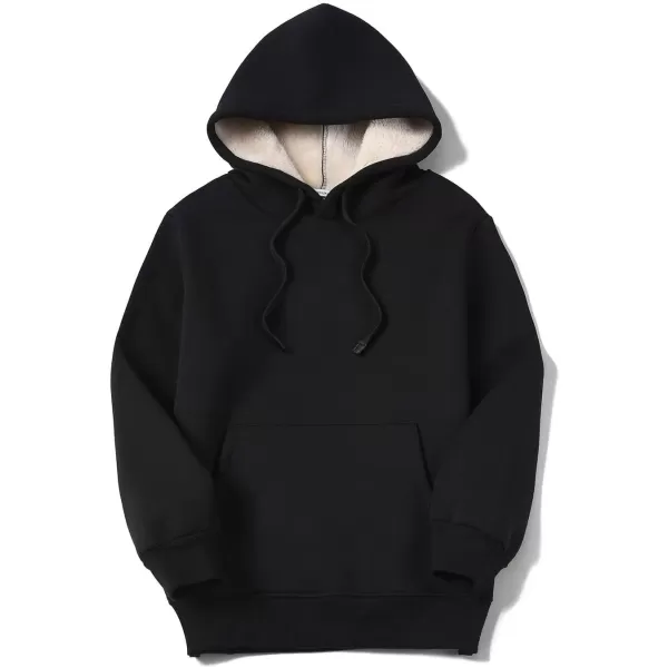imageGihuo Womens Winter Warm Hoodie Sherpa Fleece Lined Pullover Hoodie Hooded Sweatshirt Heavyweight Casual Tops02black
