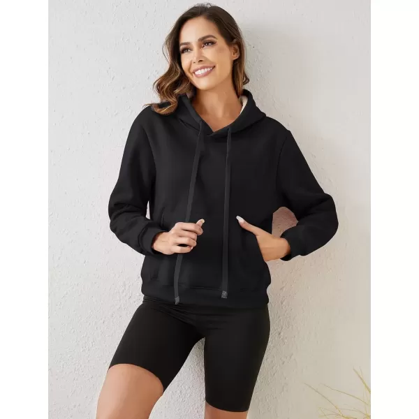 imageGihuo Womens Winter Warm Hoodie Sherpa Fleece Lined Pullover Hoodie Hooded Sweatshirt Heavyweight Casual Tops02black
