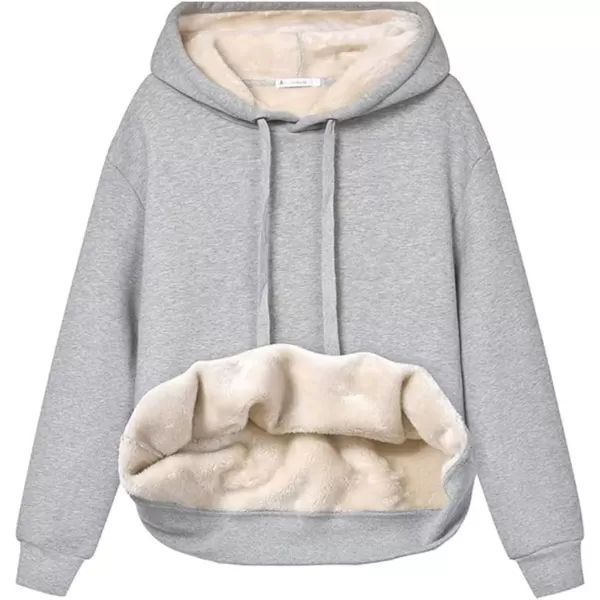 imageGihuo Womens Winter Warm Hoodie Sherpa Fleece Lined Pullover Hoodie Hooded Sweatshirt Heavyweight Casual Tops02lightgrey