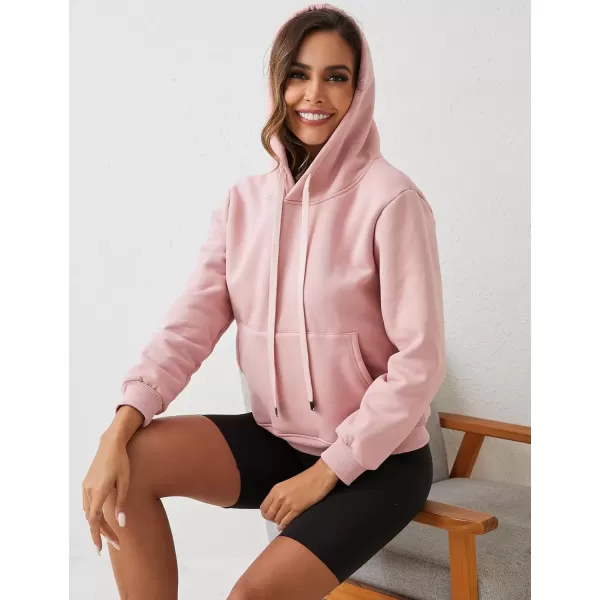 imageGihuo Womens Winter Warm Hoodie Sherpa Fleece Lined Pullover Hoodie Hooded Sweatshirt Heavyweight Casual Tops02pink