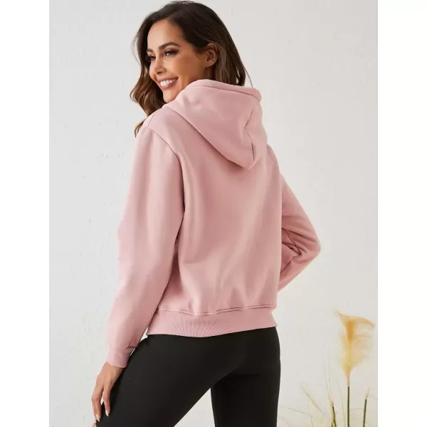 imageGihuo Womens Winter Warm Hoodie Sherpa Fleece Lined Pullover Hoodie Hooded Sweatshirt Heavyweight Casual Tops02pink