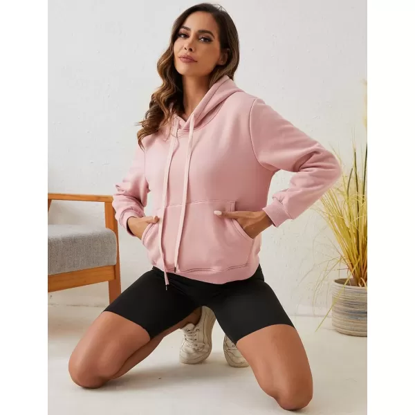 imageGihuo Womens Winter Warm Hoodie Sherpa Fleece Lined Pullover Hoodie Hooded Sweatshirt Heavyweight Casual Tops02pink