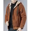 imageGihuo Mens Winter Sherpa Lined Hoodie Zip Up Sweatshirt Heavyweight Warm Fleece Jacket with Pockets02brown Sherpa Shell