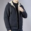 imageGihuo Mens Winter Sherpa Lined Hoodie Zip Up Sweatshirt Heavyweight Warm Fleece Jacket with Pockets02navy Sherpa Shell