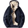 imageGihuo Mens Winter Sherpa Lined Hoodie Zip Up Sweatshirt Heavyweight Warm Fleece Jacket with Pockets02navy Sherpa Shell