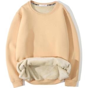 imageGihuo Mens Crewneck Sweatshirt Winter Warm Sherpa Lined Pullover Fleece Top SweatshirtKhaki