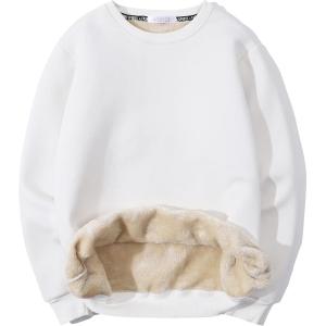 imageGihuo Mens Crewneck Sweatshirt Winter Warm Sherpa Lined Pullover Fleece Top SweatshirtWhite