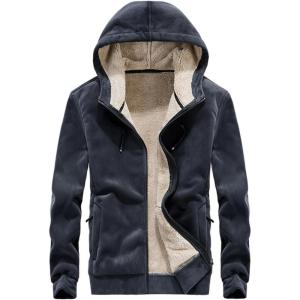imageGihuo Mens Winter Sherpa Lined Hoodie Zip Up Sweatshirt Heavyweight Warm Fleece Jacket with Pockets03 Greyfleece Shell