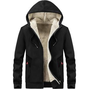 imageGihuo Mens Winter Sherpa Lined Hoodie Zip Up Sweatshirt Heavyweight Warm Fleece Jacket with Pockets04 Black