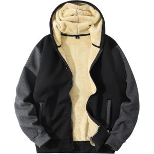 imageGihuo Mens Winter Sherpa Lined Hoodie Zip Up Sweatshirt Heavyweight Warm Fleece Jacket with PocketsBlackgrey