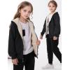 imageGihuo Unisex Boys Girls Winter Warm Sherpa Lined Zip Up Sweatshirt Fleece Jacket Kids Hoodie OuterwearBlack