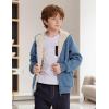 imageGihuo Unisex Boys Girls Winter Warm Sherpa Lined Zip Up Sweatshirt Fleece Jacket Kids Hoodie OuterwearBlue
