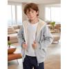 imageGihuo Unisex Boys Girls Winter Warm Sherpa Lined Zip Up Sweatshirt Fleece Jacket Kids Hoodie OuterwearLightgrey