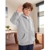 imageGihuo Unisex Boys Girls Winter Warm Sherpa Lined Zip Up Sweatshirt Fleece Jacket Kids Hoodie OuterwearLightgrey
