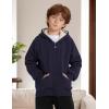 imageGihuo Unisex Boys Girls Winter Warm Sherpa Lined Zip Up Sweatshirt Fleece Jacket Kids Hoodie OuterwearNavy