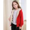 imageGihuo Unisex Boys Girls Winter Warm Sherpa Lined Zip Up Sweatshirt Fleece Jacket Kids Hoodie OuterwearRed