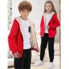 imageGihuo Unisex Boys Girls Winter Warm Sherpa Lined Zip Up Sweatshirt Fleece Jacket Kids Hoodie OuterwearRed