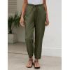 imageGihuo Womens Tapered Linen Pants Casual Straight Leg Drawstring Elastic Waist Loose Comfy Joggers Trousers with PocketsArmy