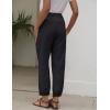 imageGihuo Womens Tapered Linen Pants Casual Straight Leg Drawstring Elastic Waist Loose Comfy Joggers Trousers with PocketsBlack