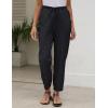 imageGihuo Womens Tapered Linen Pants Casual Straight Leg Drawstring Elastic Waist Loose Comfy Joggers Trousers with PocketsBlack