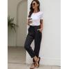 imageGihuo Womens Tapered Linen Pants Casual Straight Leg Drawstring Elastic Waist Loose Comfy Joggers Trousers with PocketsBlack