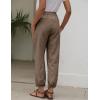 imageGihuo Womens Tapered Linen Pants Casual Straight Leg Drawstring Elastic Waist Loose Comfy Joggers Trousers with PocketsDark Khaki