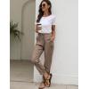 imageGihuo Womens Tapered Linen Pants Casual Straight Leg Drawstring Elastic Waist Loose Comfy Joggers Trousers with PocketsDark Khaki