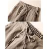 imageGihuo Womens Tapered Linen Pants Casual Straight Leg Drawstring Elastic Waist Loose Comfy Joggers Trousers with PocketsDark Khaki