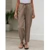 imageGihuo Womens Tapered Linen Pants Casual Straight Leg Drawstring Elastic Waist Loose Comfy Joggers Trousers with PocketsDark Khaki