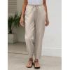 imageGihuo Womens Tapered Linen Pants Casual Straight Leg Drawstring Elastic Waist Loose Comfy Joggers Trousers with PocketsLight Khaki