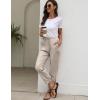 imageGihuo Womens Tapered Linen Pants Casual Straight Leg Drawstring Elastic Waist Loose Comfy Joggers Trousers with PocketsLight Khaki