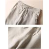 imageGihuo Womens Tapered Linen Pants Casual Straight Leg Drawstring Elastic Waist Loose Comfy Joggers Trousers with PocketsLight Khaki