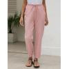 imageGihuo Womens Tapered Linen Pants Casual Straight Leg Drawstring Elastic Waist Loose Comfy Joggers Trousers with PocketsPink