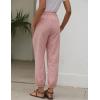 imageGihuo Womens Tapered Linen Pants Casual Straight Leg Drawstring Elastic Waist Loose Comfy Joggers Trousers with PocketsPink