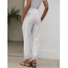 imageGihuo Womens Tapered Linen Pants Casual Straight Leg Drawstring Elastic Waist Loose Comfy Joggers Trousers with PocketsWhite