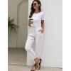 imageGihuo Womens Tapered Linen Pants Casual Straight Leg Drawstring Elastic Waist Loose Comfy Joggers Trousers with PocketsWhite