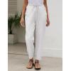 imageGihuo Womens Tapered Linen Pants Casual Straight Leg Drawstring Elastic Waist Loose Comfy Joggers Trousers with PocketsWhite